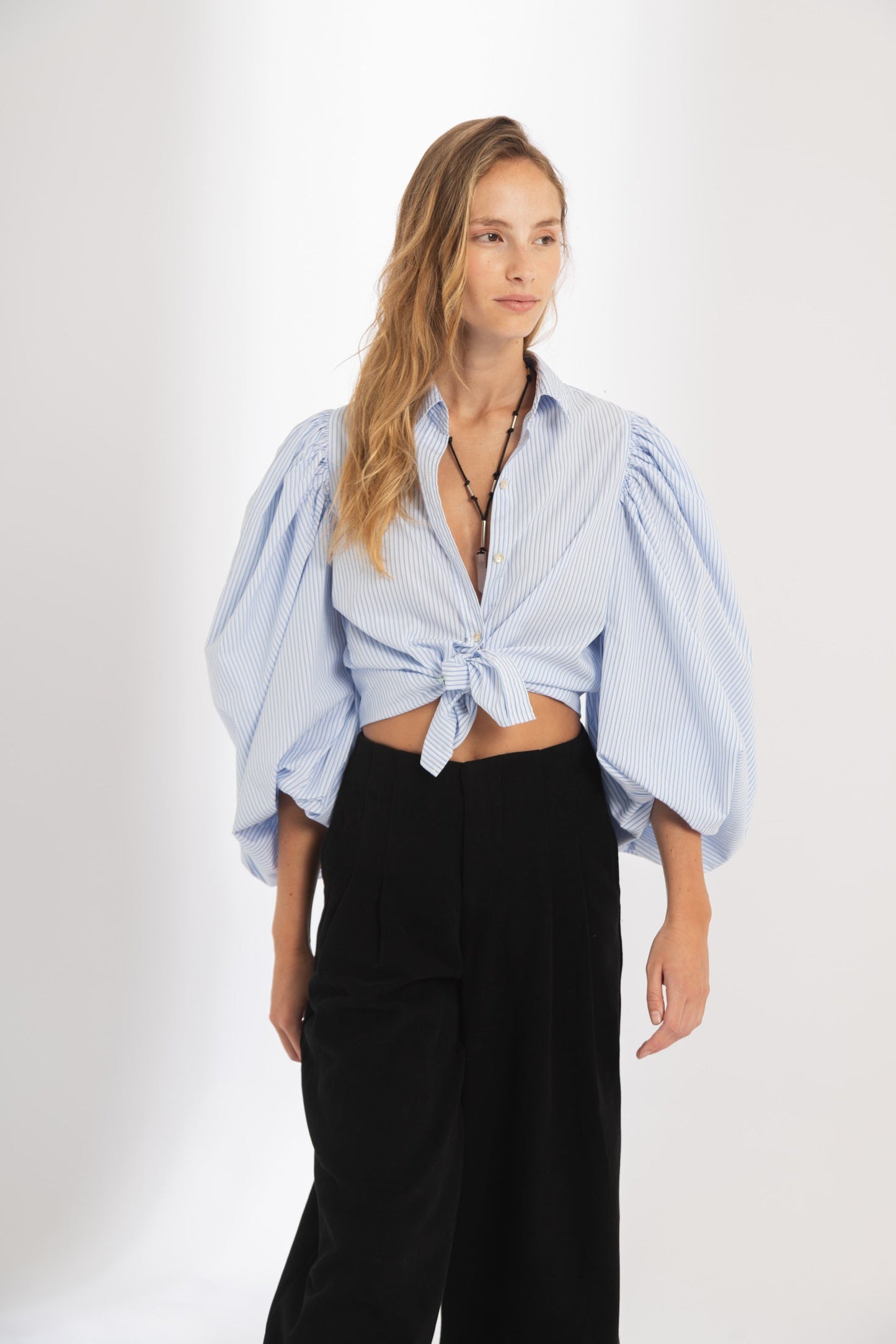 Samba Poplin Shirt - Light Blue and White Stripes