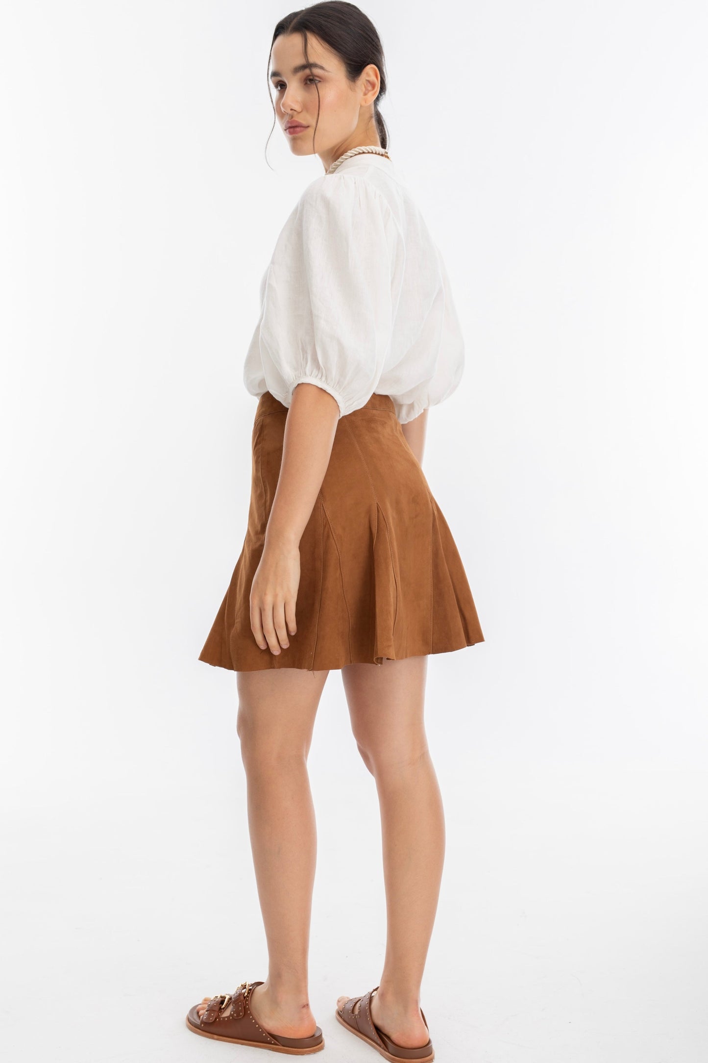 Juana Suede Skirt -  Tan