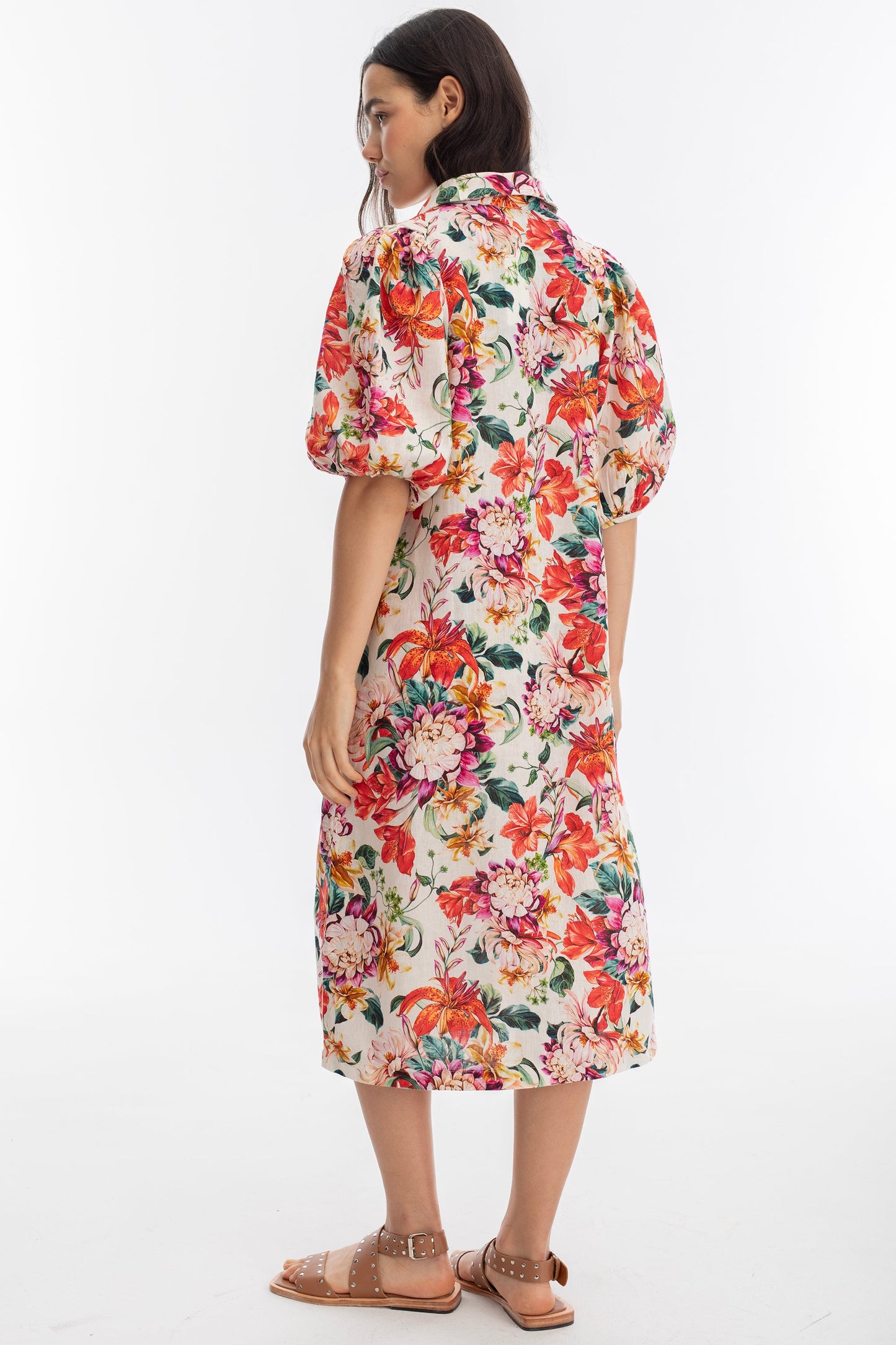 Angel Linen Dress - Full Bloom Print
