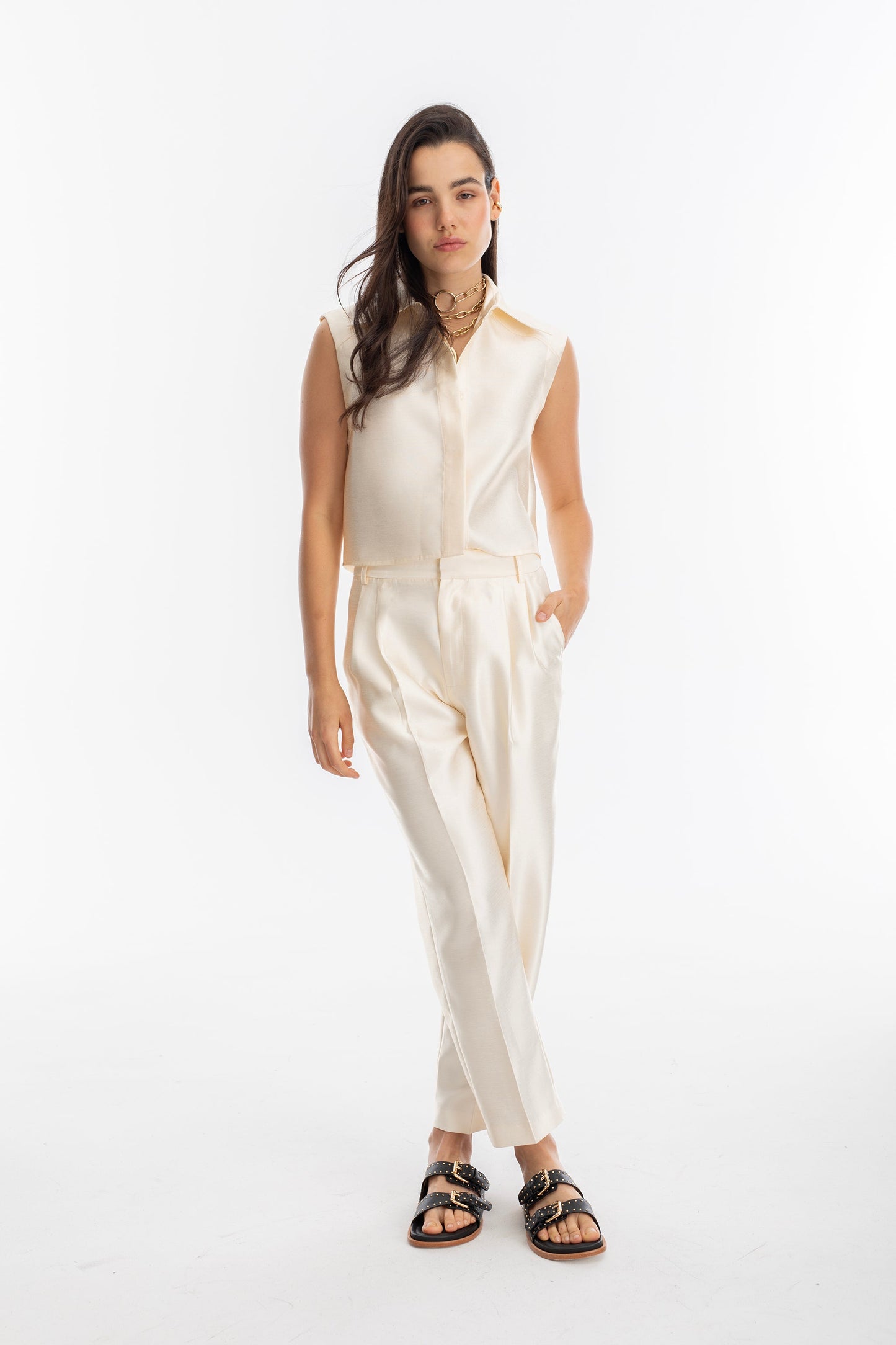 Rome Taffeta Pants - Off-White