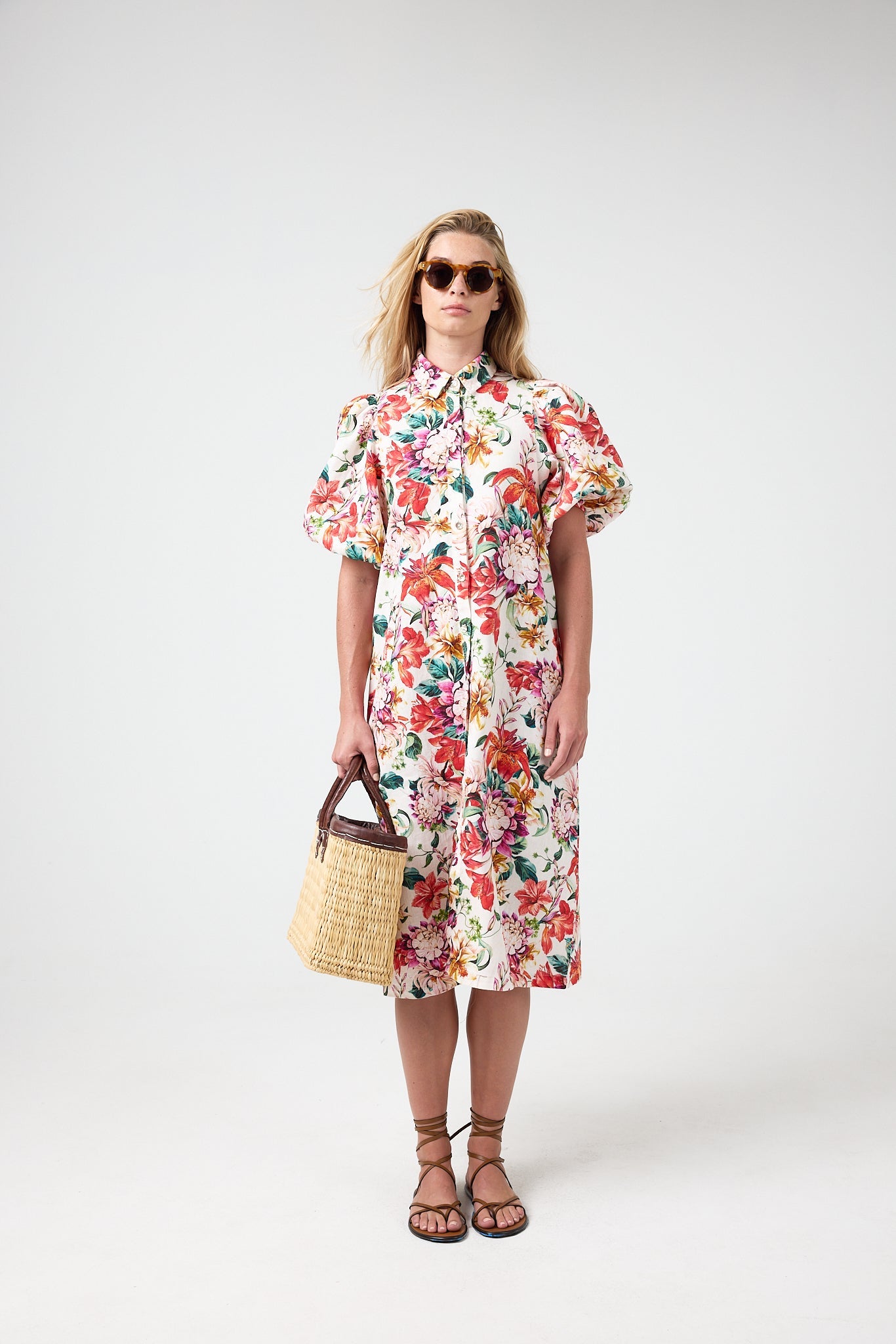 Angel Linen Dress - Full Bloom Print
