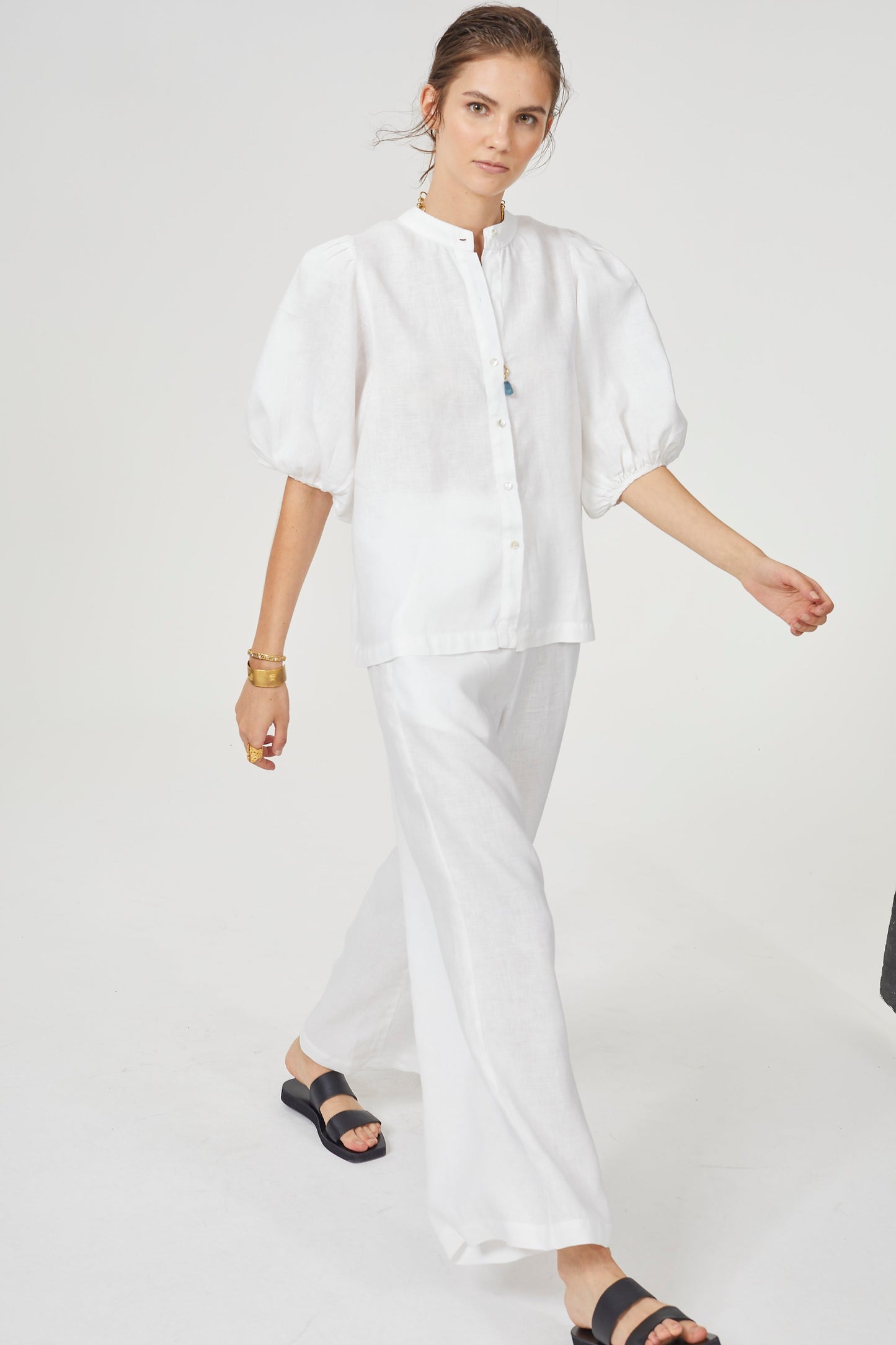 Bubble Linen Shirt - White
