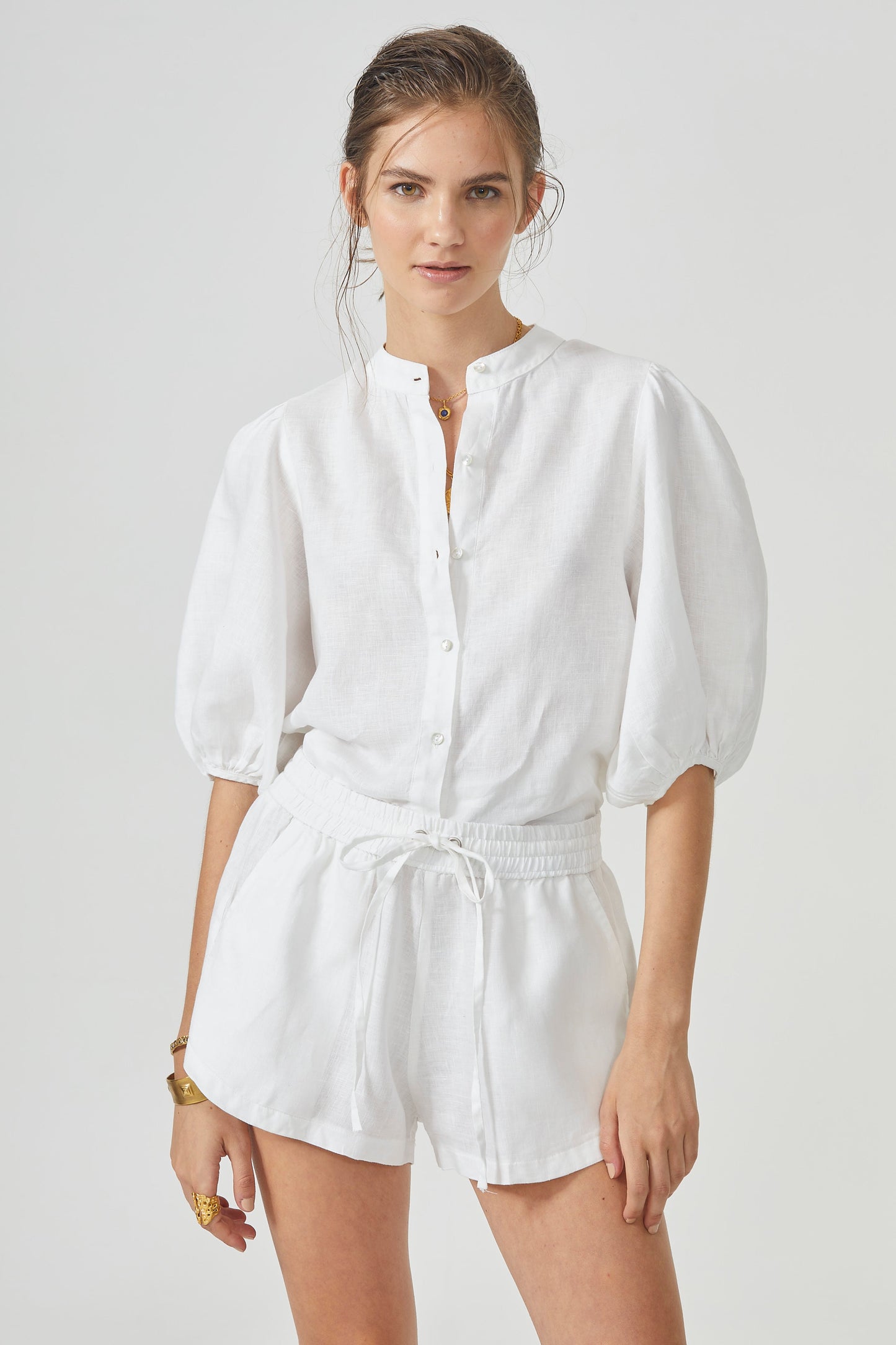 Bubble Linen Shirt - White