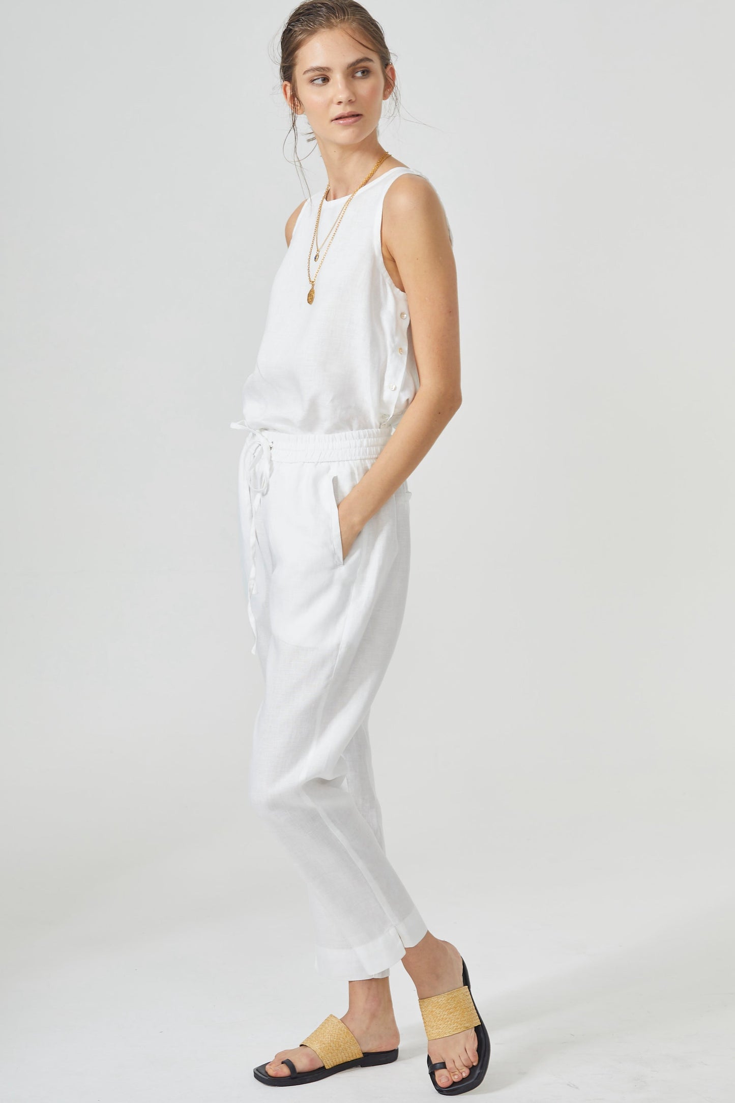 Lotus Linen Pants - Off-White