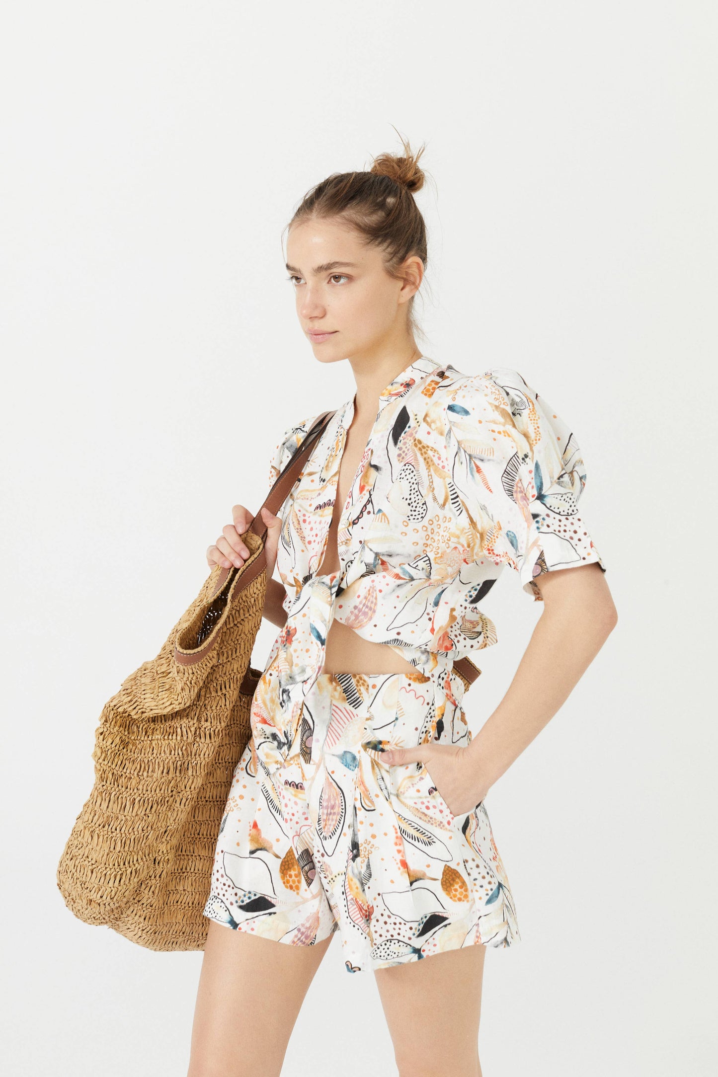 Frida Linen Shorts - Day Forest