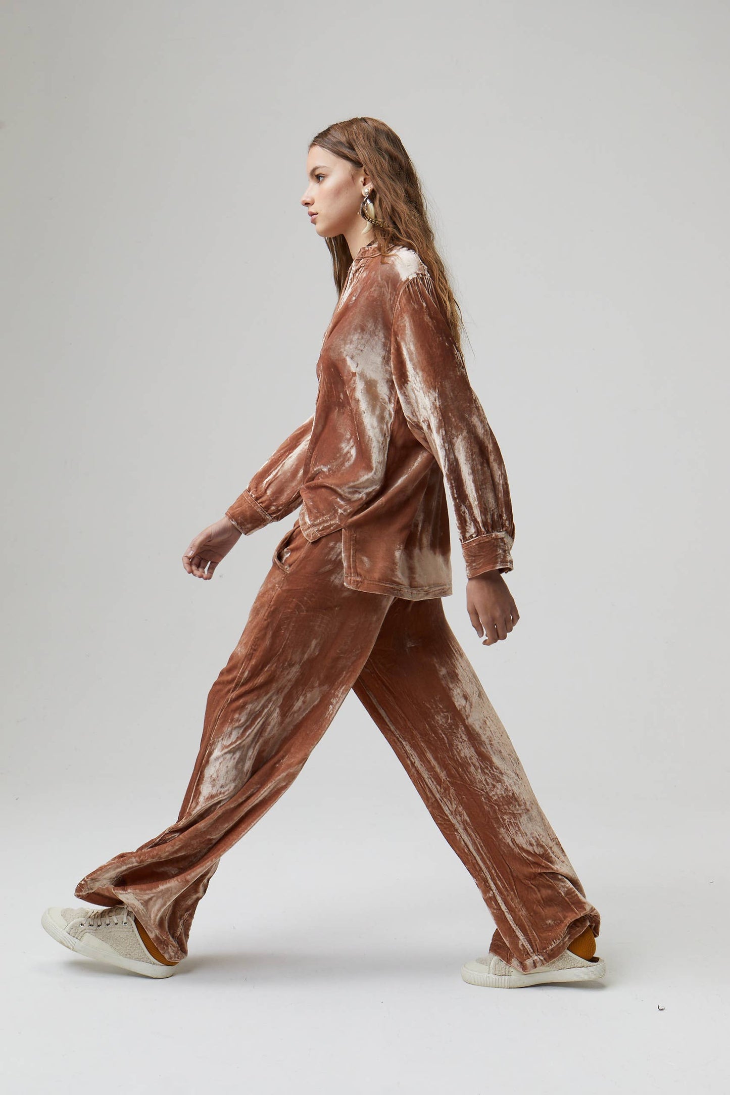 New Luna Silk Velvet Pants - Blush