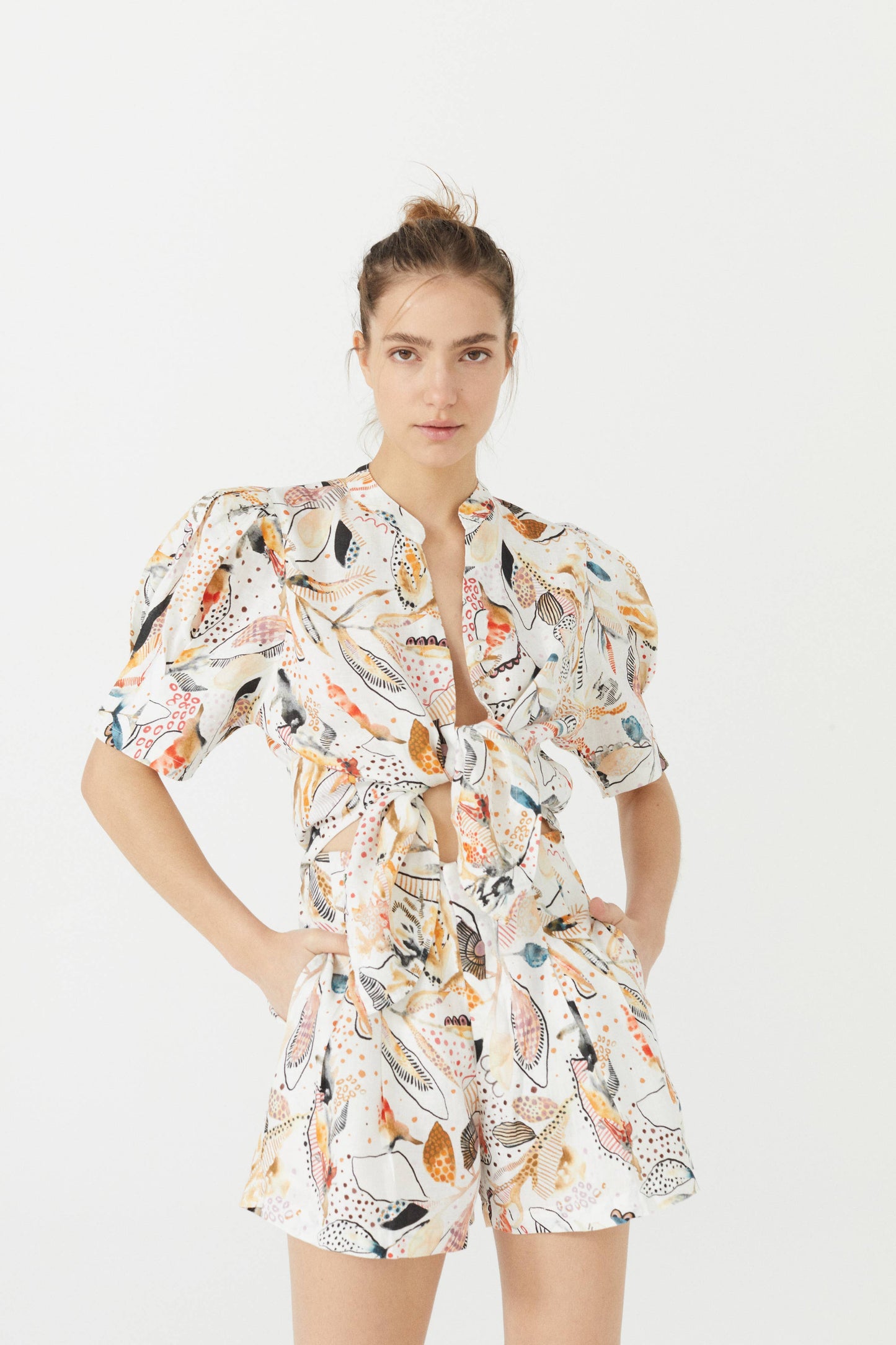Frida Linen Shorts - Day Forest