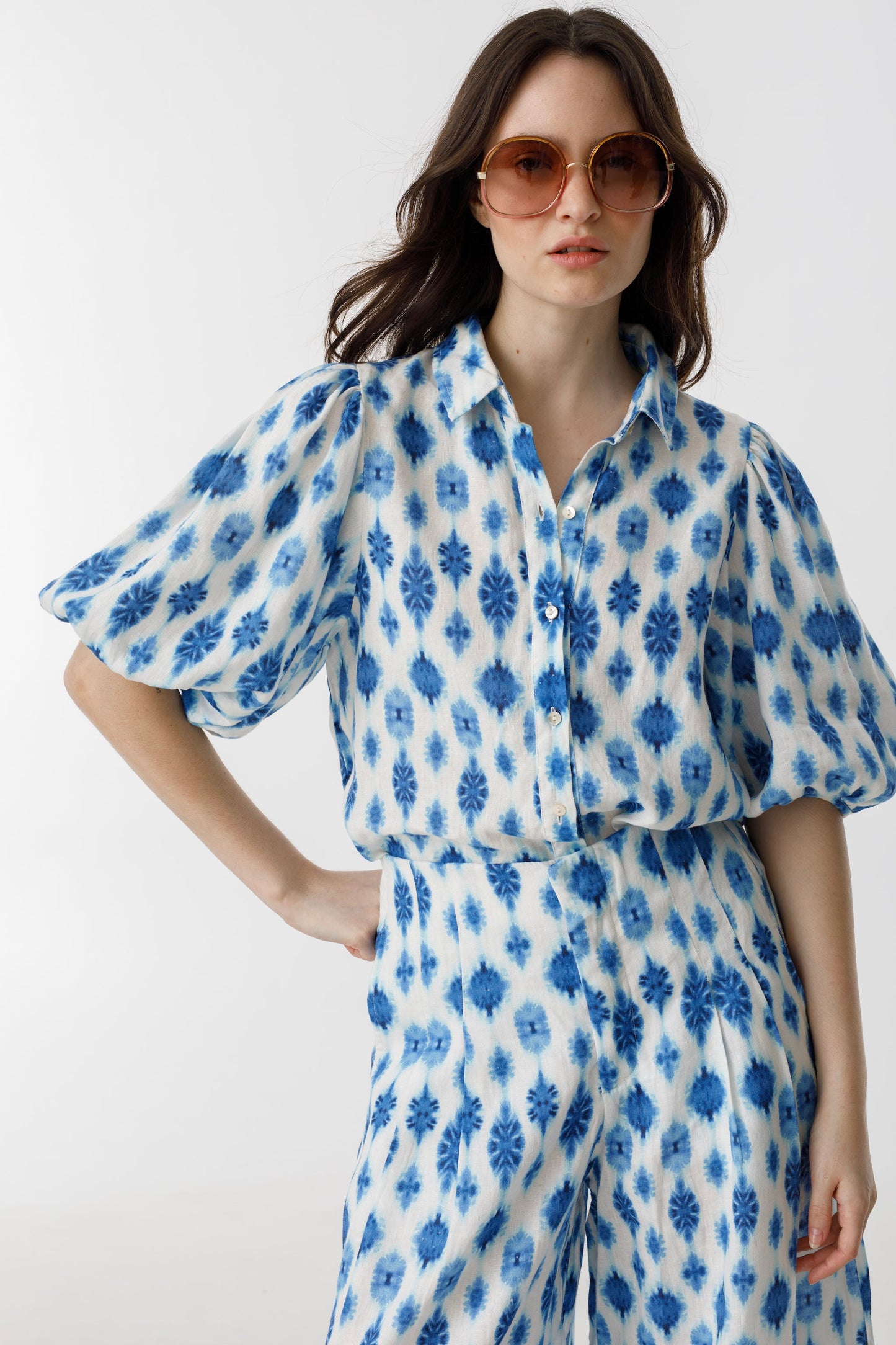 Angel Linen Shirt - Hamptons Print