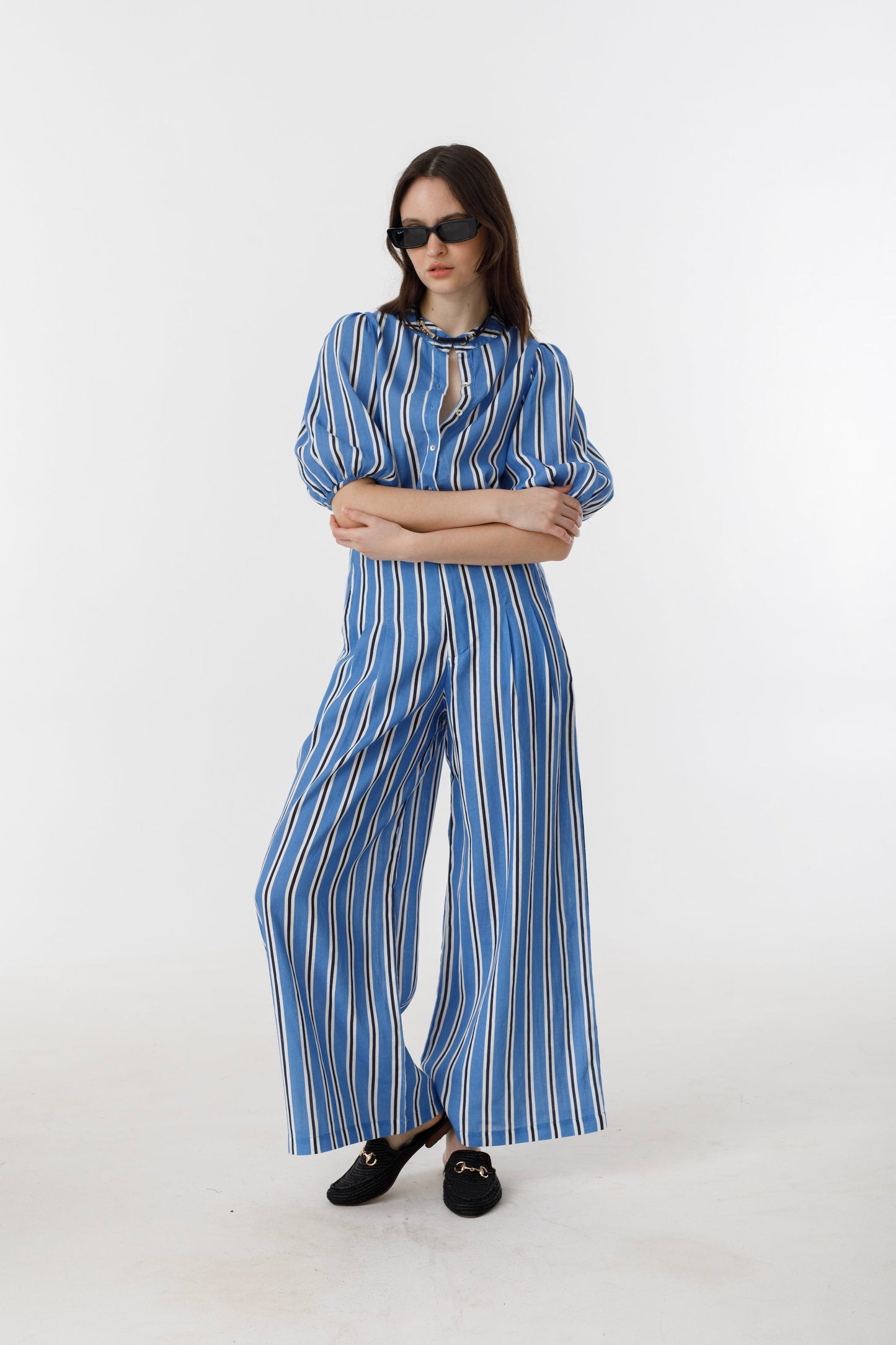 Bubble Linen Shirt - Blue Ivy Stripes