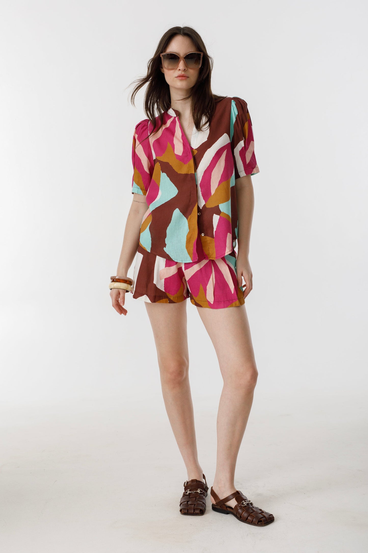 Athina Linen Shirt - Candela Print
