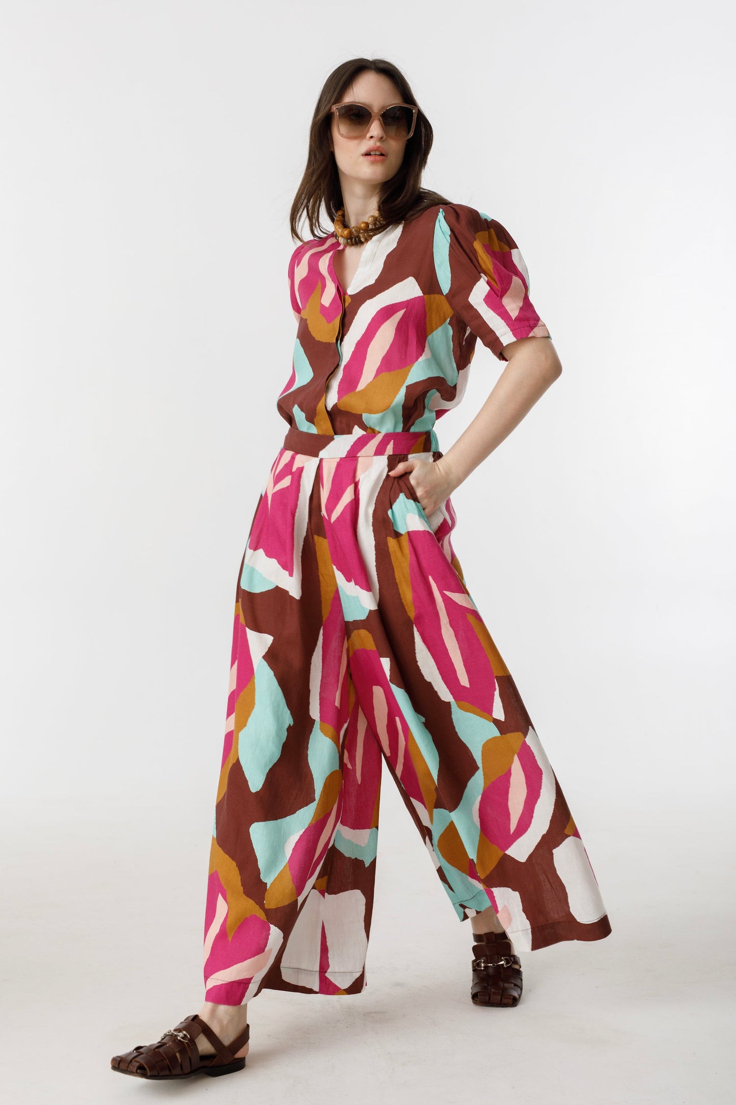 Athina Linen Shirt - Candela Print