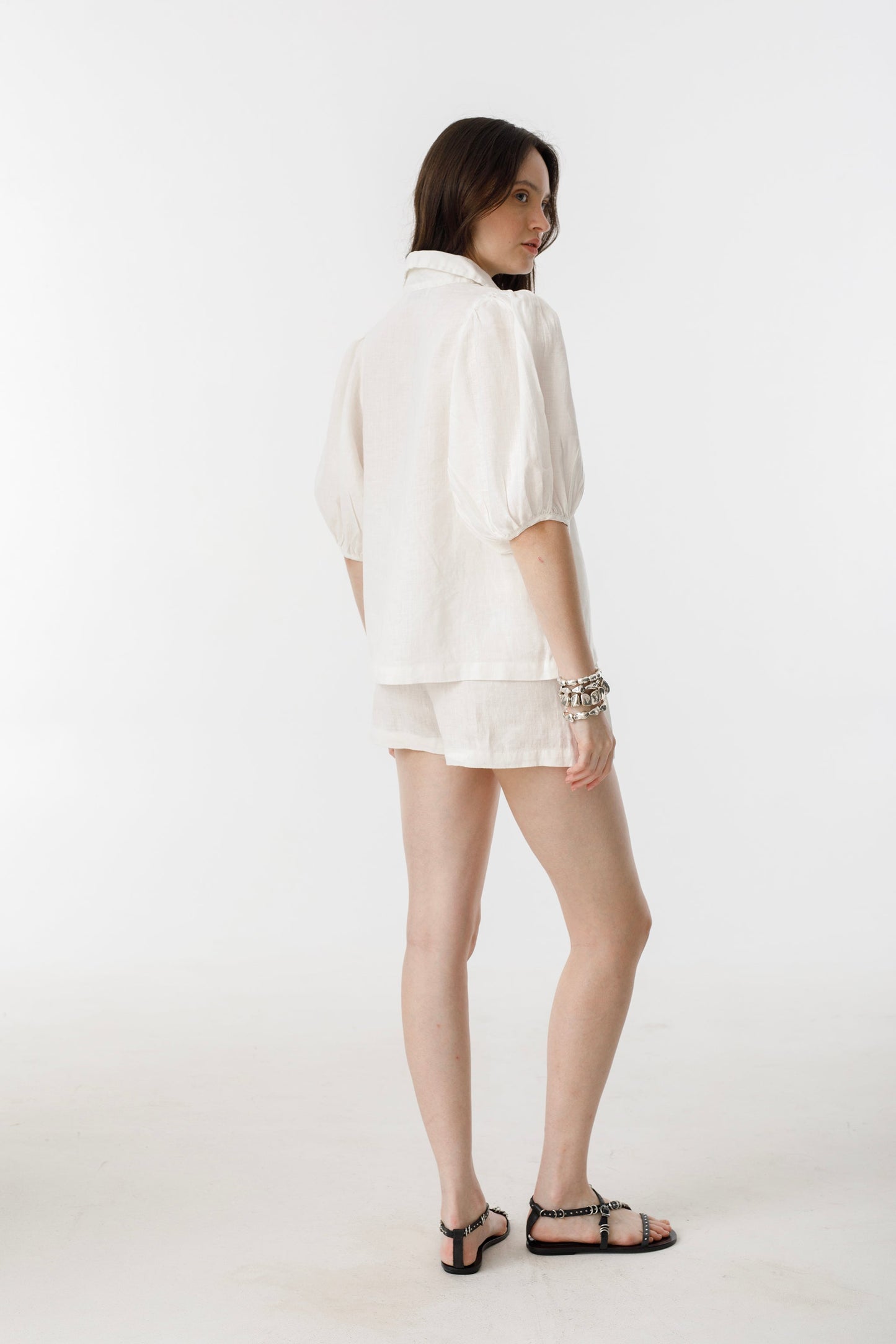 Frida Linen Shorts - White