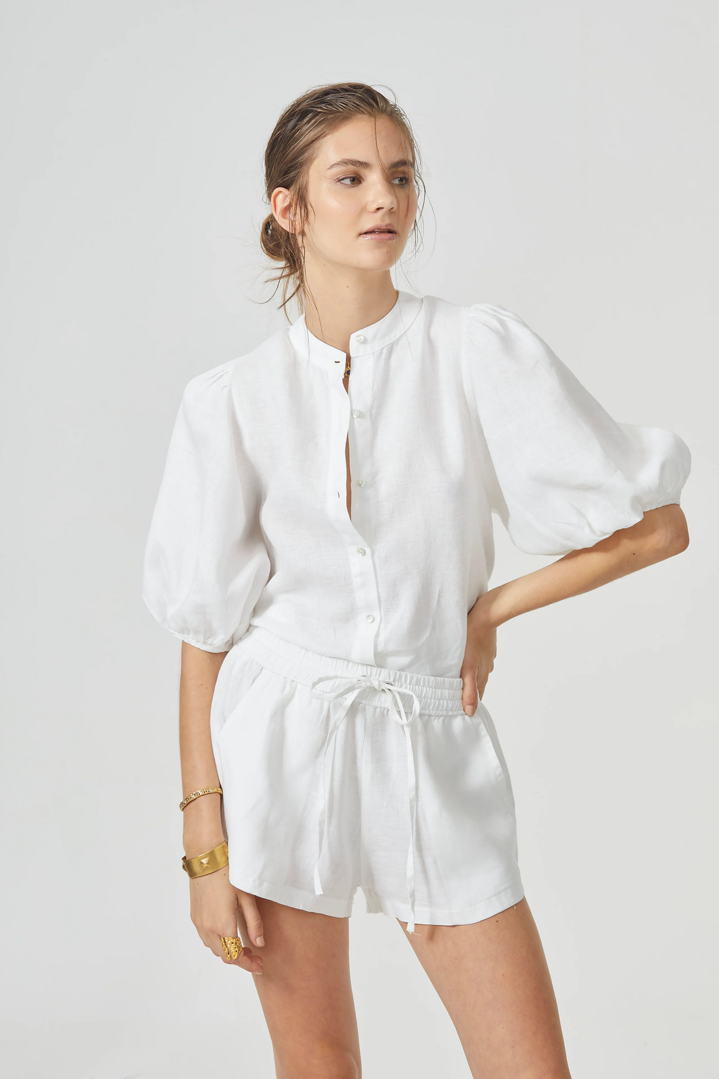 Bubble Linen Shirt - White