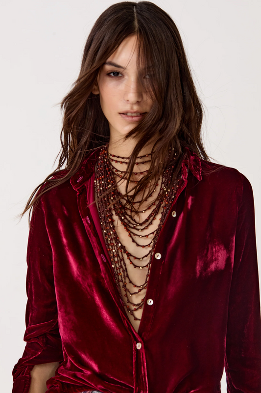 San Marino Silk Velvet Shirt - Rosso
