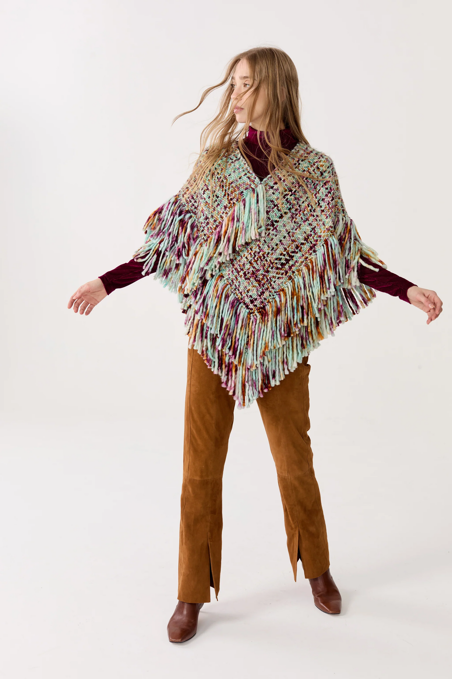 Fun Merino Wool Poncho - Autumn